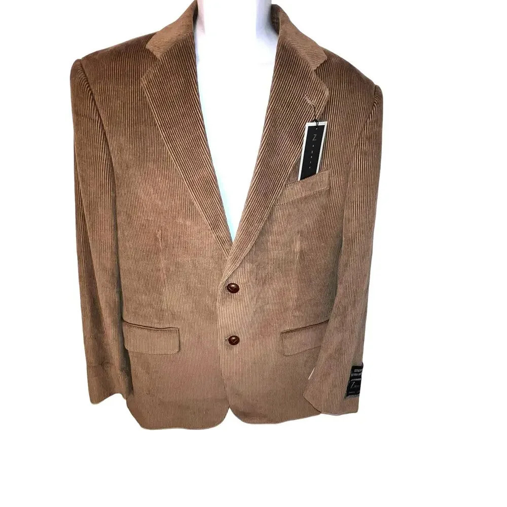 Zagato Corduroy Blazer Mens 40R Sport Suit Coat Jacket‎ Brown Cotton Button NEW
